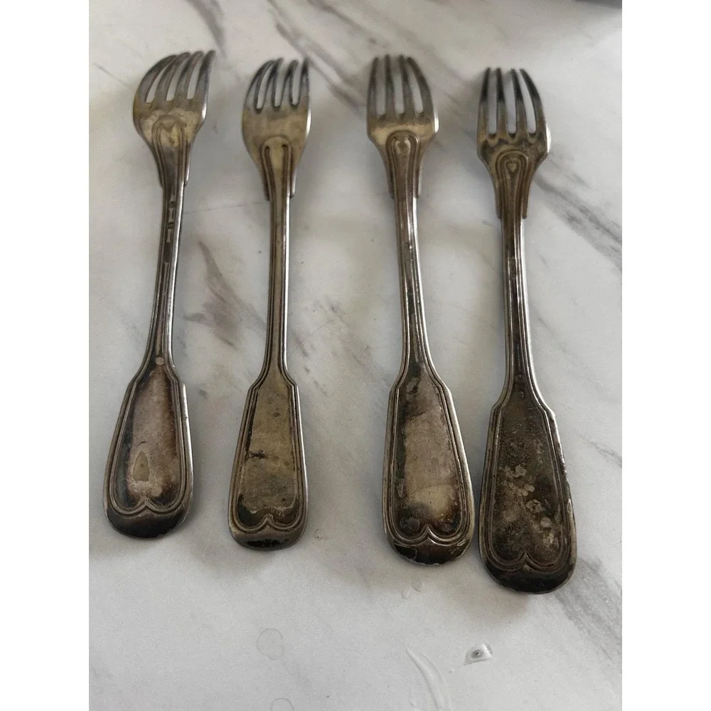 Christofle Hotel Collection Dinner Fork Silverplated France Chinon Lot of 4